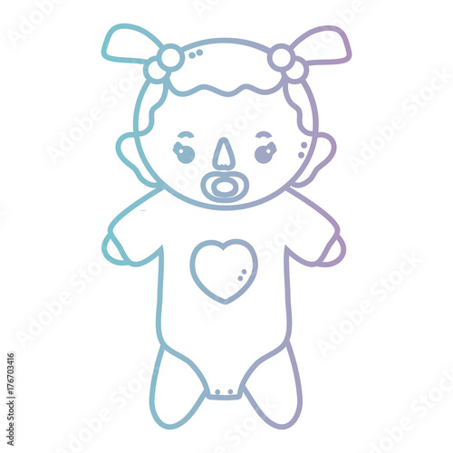 line baby girl with pijama and pacifier