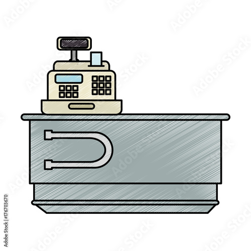 supermarket cash machine with desk