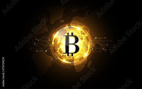Bitcoin gold money futuristic network business concept
