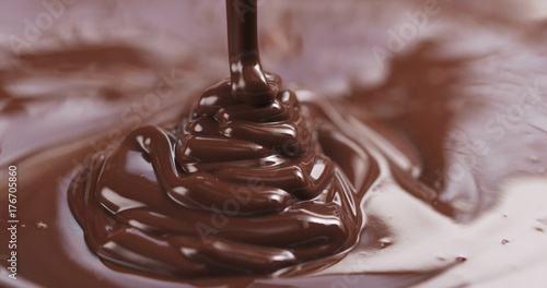 pouring dark melted chocolate