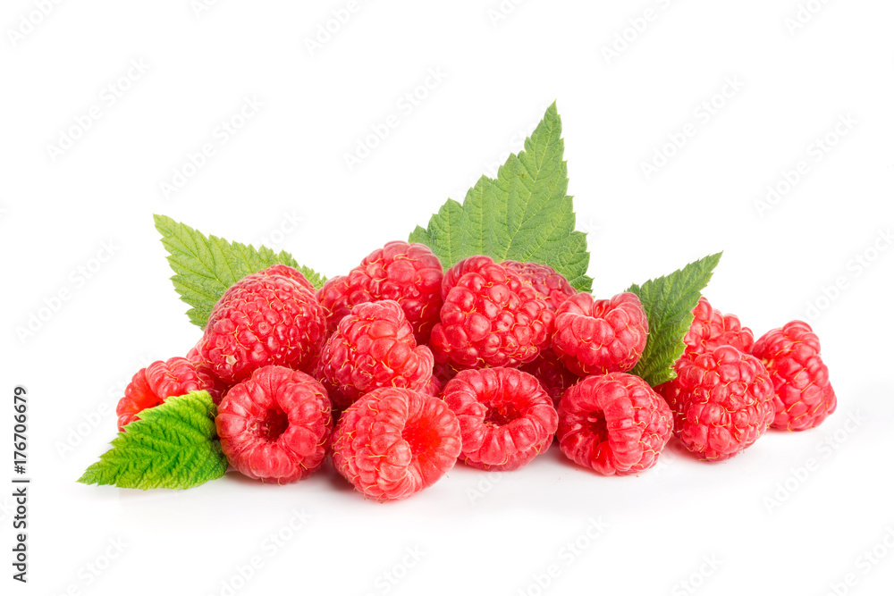 Raspberry isolated on white background. Pile or heap Raspberry isolated on white background. Pile or heap