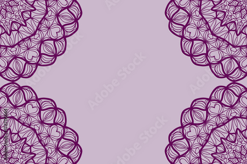 Wedding invitation card with mandala background. purple color, fashion design