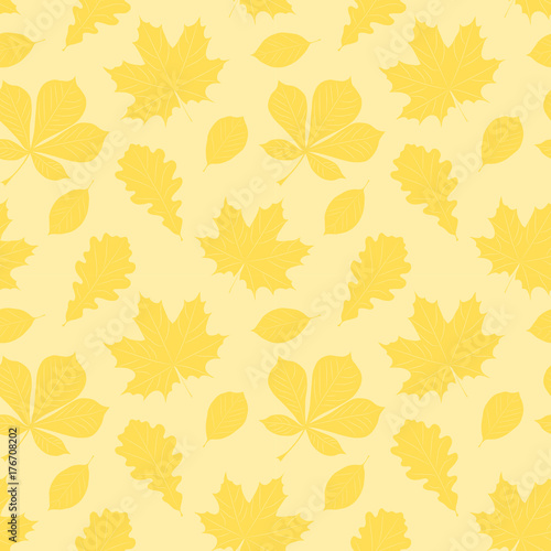 Autumn bright leaves forming seamless pattern