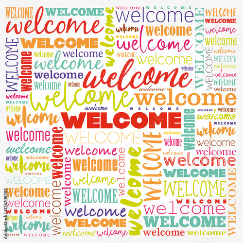WELCOME word cloud collage, business concept background