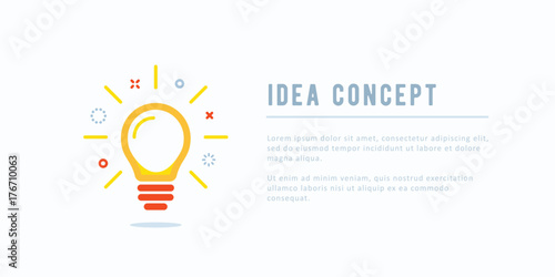 Idea concept. Creative solution design in memphis flat style