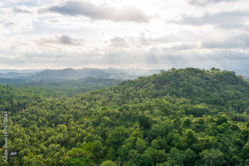 Viewpoint and outlook to the hills and mountains in the neighbourhood of the most important cultural-historical temple of the region Tangalle, the Mulkirigala Raja Maha Vihara