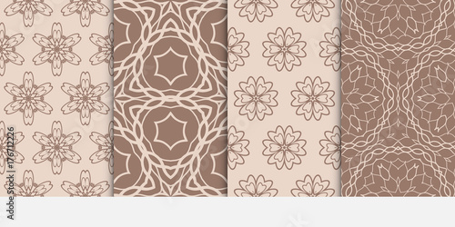 set of Ornamental design. Modern seamless geometry pattern. Vector illustration. For interior design, printing, web and textile design. beige color