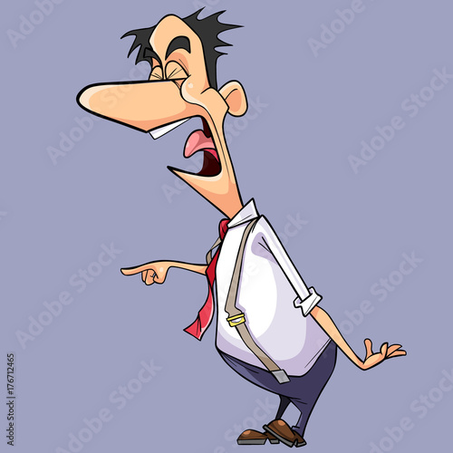 cartoon enraged man in a tie shouting and pointing finger