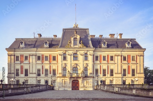 Castle in Pszczyna town in Poland. Beautiful antique neo baroque castle.