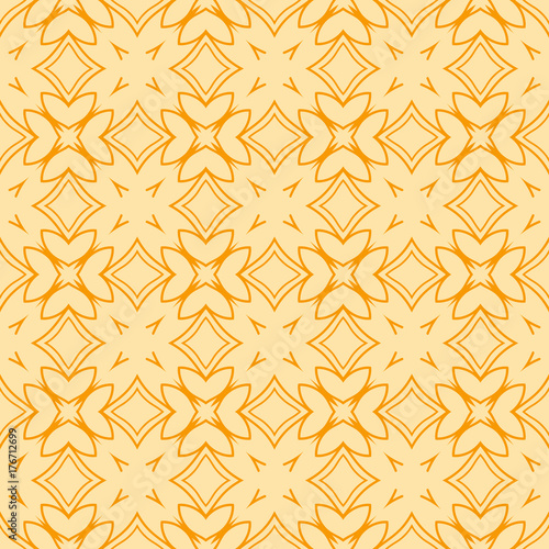 seamless floral geometric pattern. element for fabric print, scrapbook, invitation cards design. vector illustration. orange color