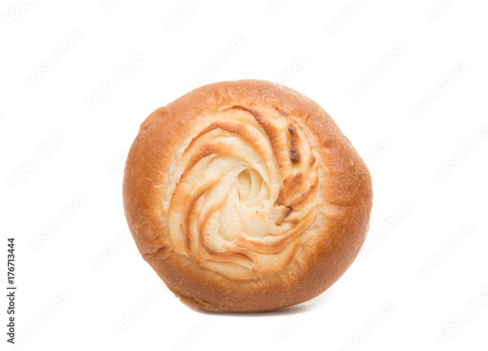 bun with cheese isolated