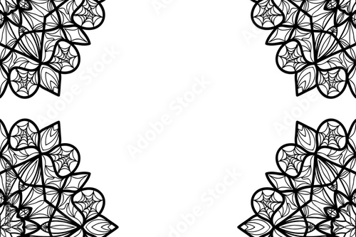 creative invitation card with mandala elements. black and white color. for greeting card, wedding invitation, yoga flyer. vector
