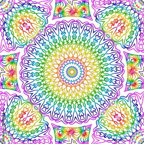 bright holiday seamless background with floral design. vector illustration. rainbow color