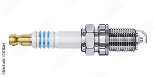 Car spark plug. View in side isolated on white background
