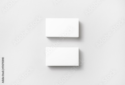 Wallpaper Mural Blank white business cards on paper background. Mockup for branding identity. Template for graphic designers portfolios. Top view. Torontodigital.ca