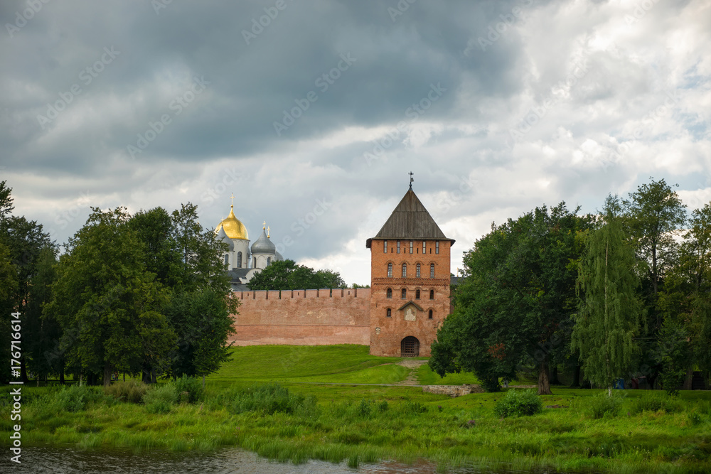Vladimir tower of the Kremlin fortress in Veliky Novgorod, Russia Vladimir tower of the Kremlin fortress in Veliky Novgorod, Russia