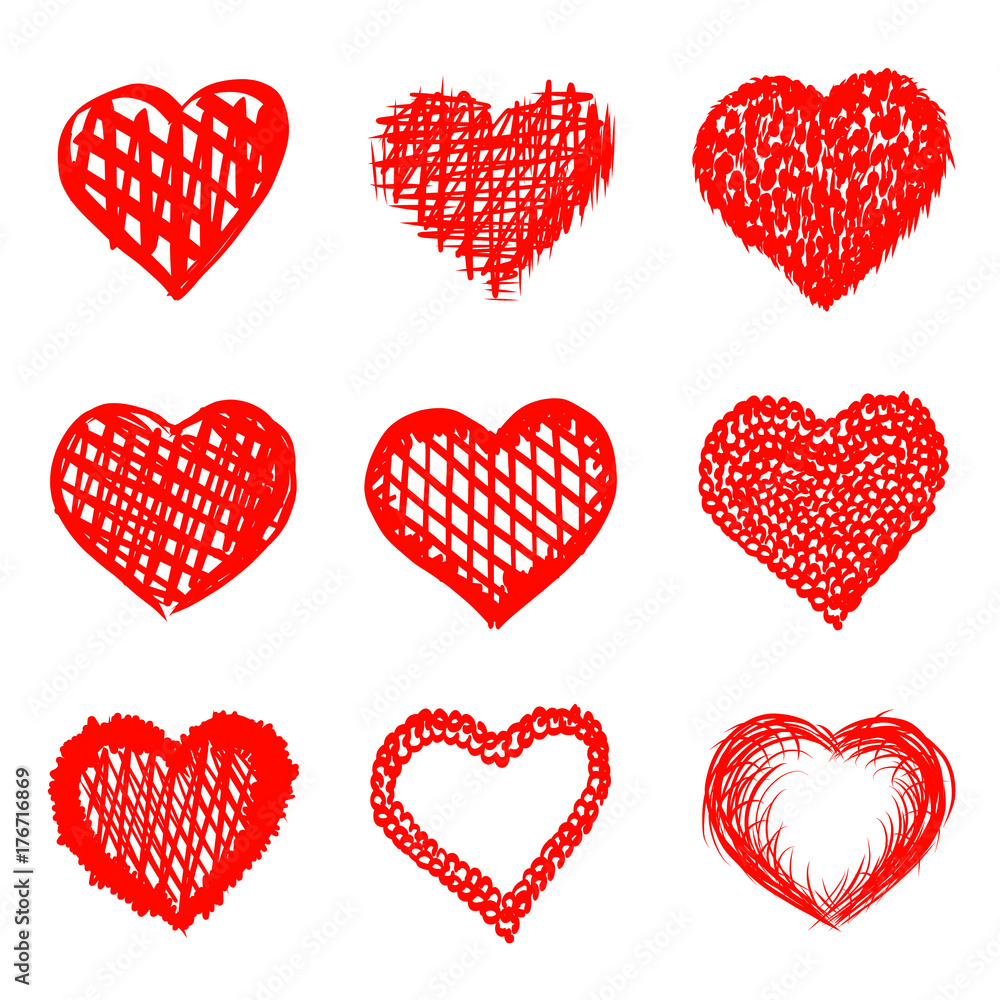 Sketch of hand drawn hearts set, template design element, Vector illustration Sketch of hand drawn hearts set, template design element, Vector illustration
