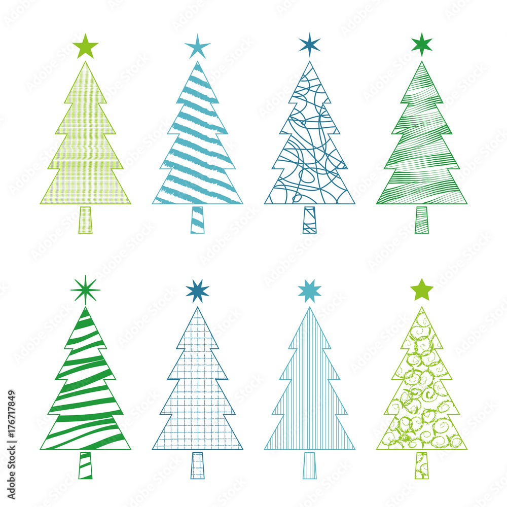 Obraz premium Christmas tree set