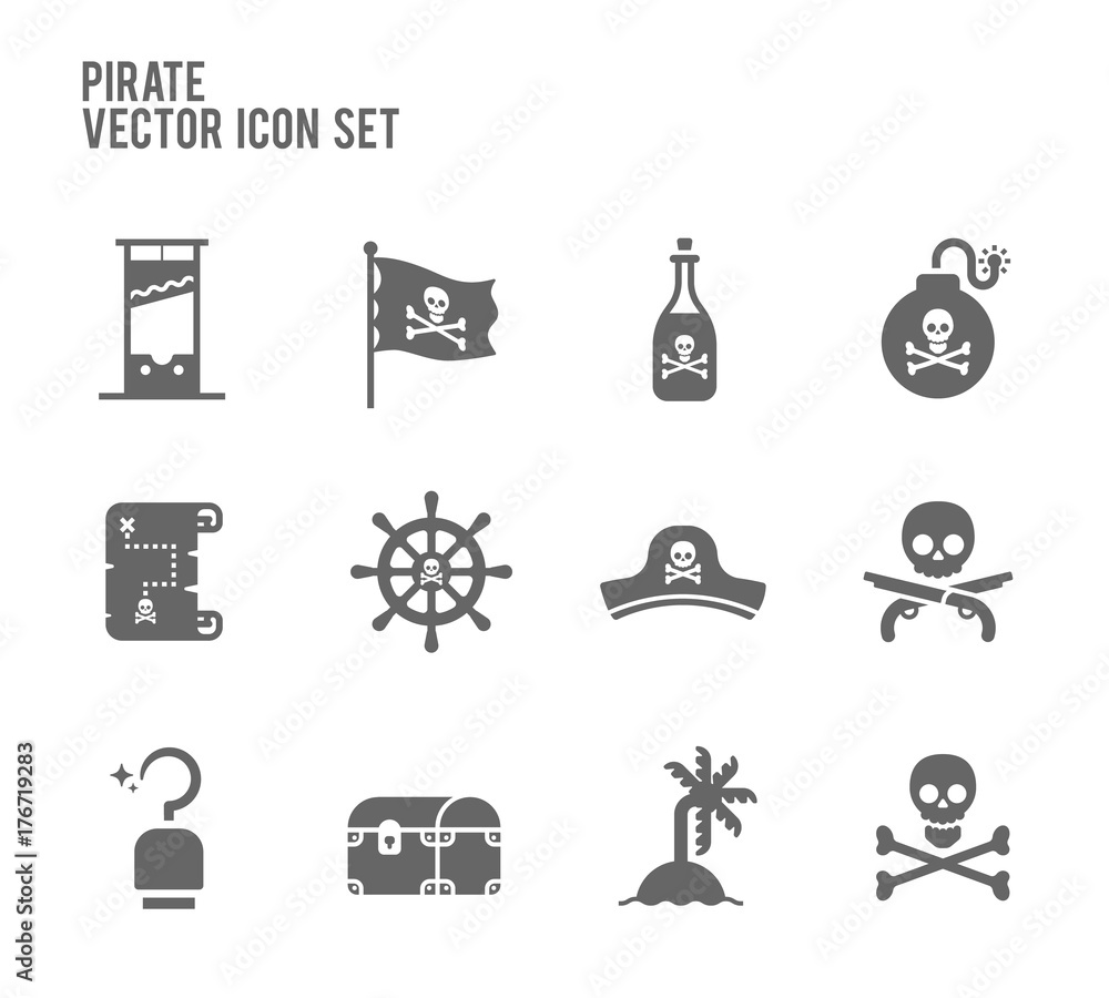 Pirate vector icon set Pirate vector icon set