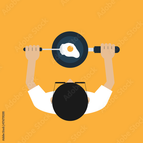 Cooking concept with fried egg flat design
