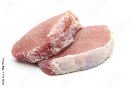 fresh pork chop isolated on white