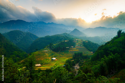 Muong Hoa Valley sunset in Sa Pa, Vietnam photo