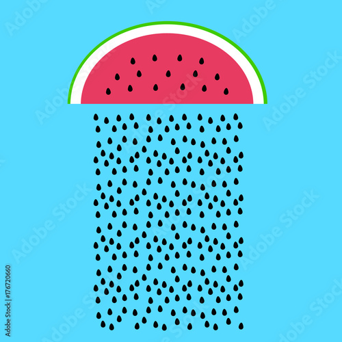 Concept of a rainy melon. Vector illustration. Modern flat design.