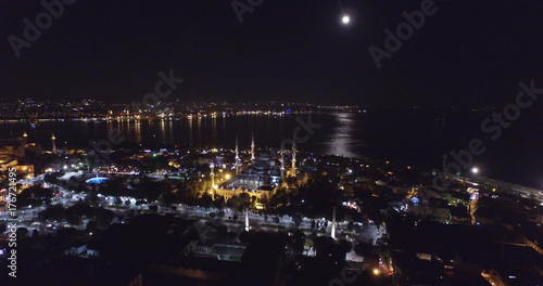aerial night view of istanbul 
