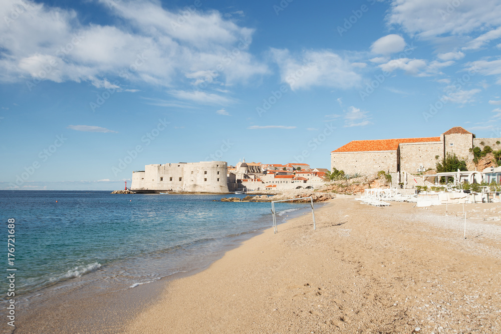 Beautiful sandy Banje beach in Dubrovnik. Croatia