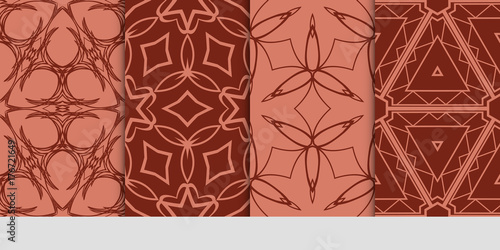 set of decorative geometric pattern. modern vector illustration. brown color. for design, wallpaper, fabric