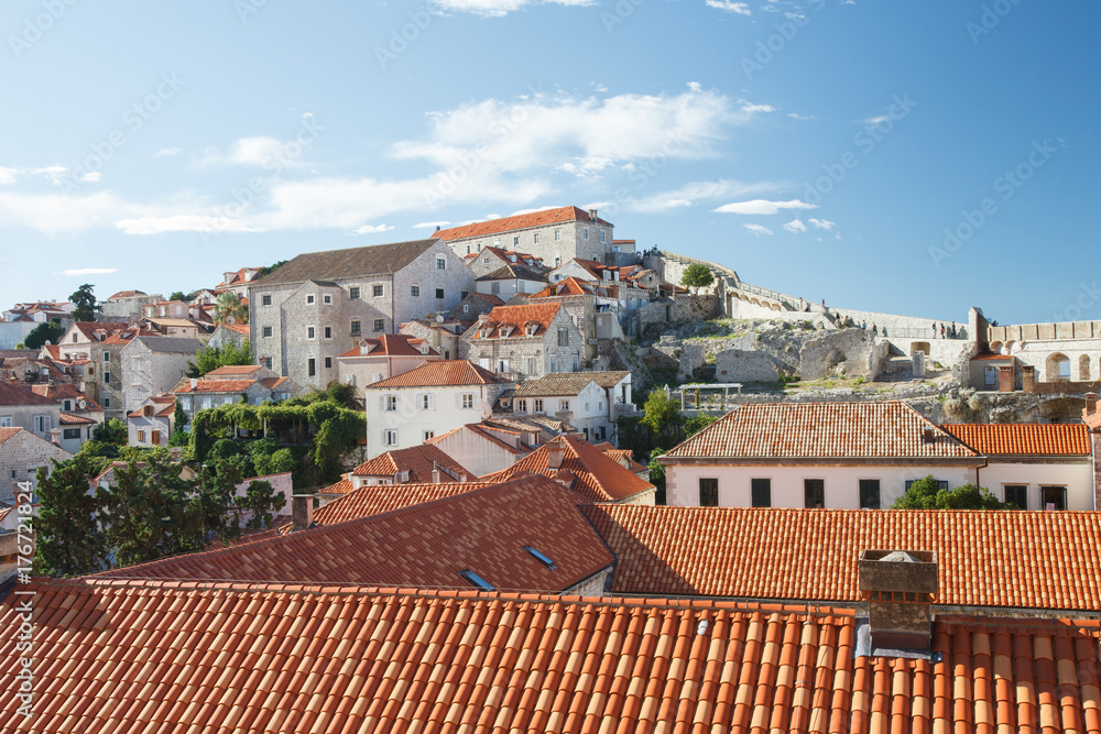 Dubrovnik tiled roofs of the old town houses. Croatia