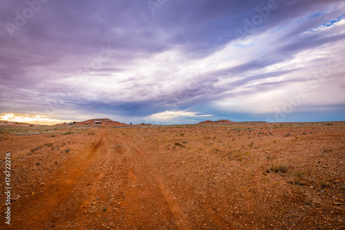 Australian Outback Landscape Dirt road track in Coober Pedy  South Australia