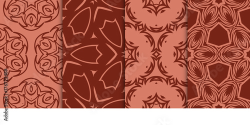 set of seamless geometric pattern with modern ornament. vector illustration. brown color