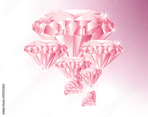 Pink gemstones on pink background