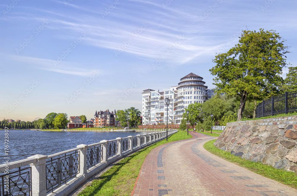 The embankment of the Upper Pond. Kaliningrad, Russia The embankment of the Upper Pond. Kaliningrad, Russia