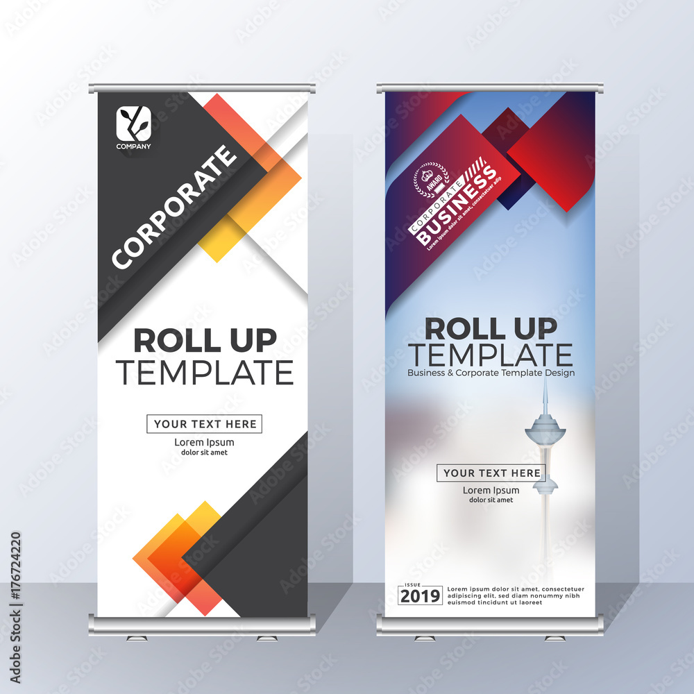 Vertical Roll Up Banner Template Design for Announce and Advertising. Vector illustration Vertical Roll Up Banner Template Design for Announce and Advertising. Vector illustration