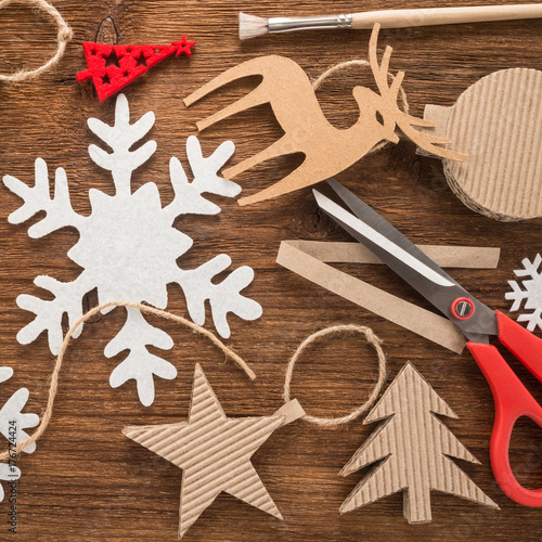  Christmas composition on a wooden background 