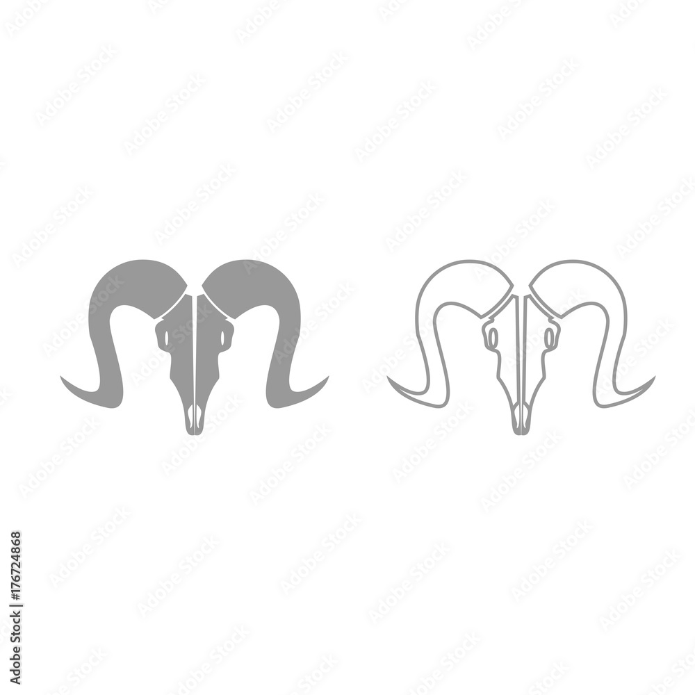 Goat head skull grey set icon . Goat head skull grey set icon .