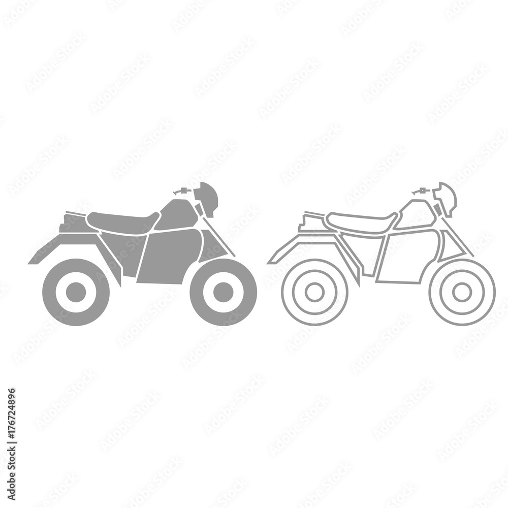 ATV motorcycle on four wheels grey set icon . ATV motorcycle on four wheels grey set icon .