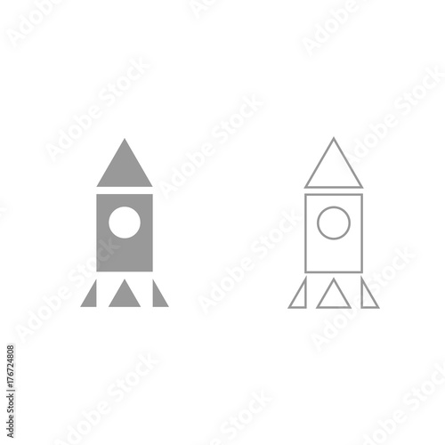 Rocket grey set icon .