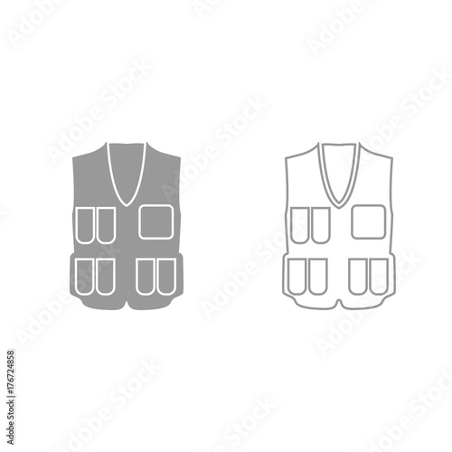 Waiscoat grey set icon .