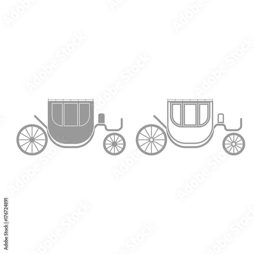 Carriage grey set icon .