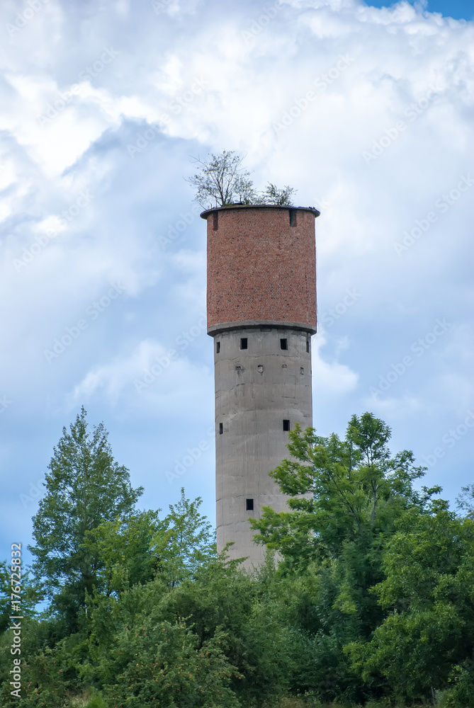 Old industrial concrete tower abandoned