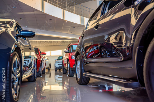 New cars at dealer showroom