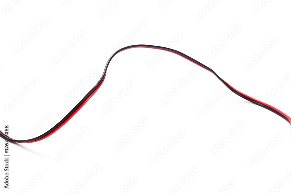 Black and red cable isolated on white background Black and red cable isolated on white background