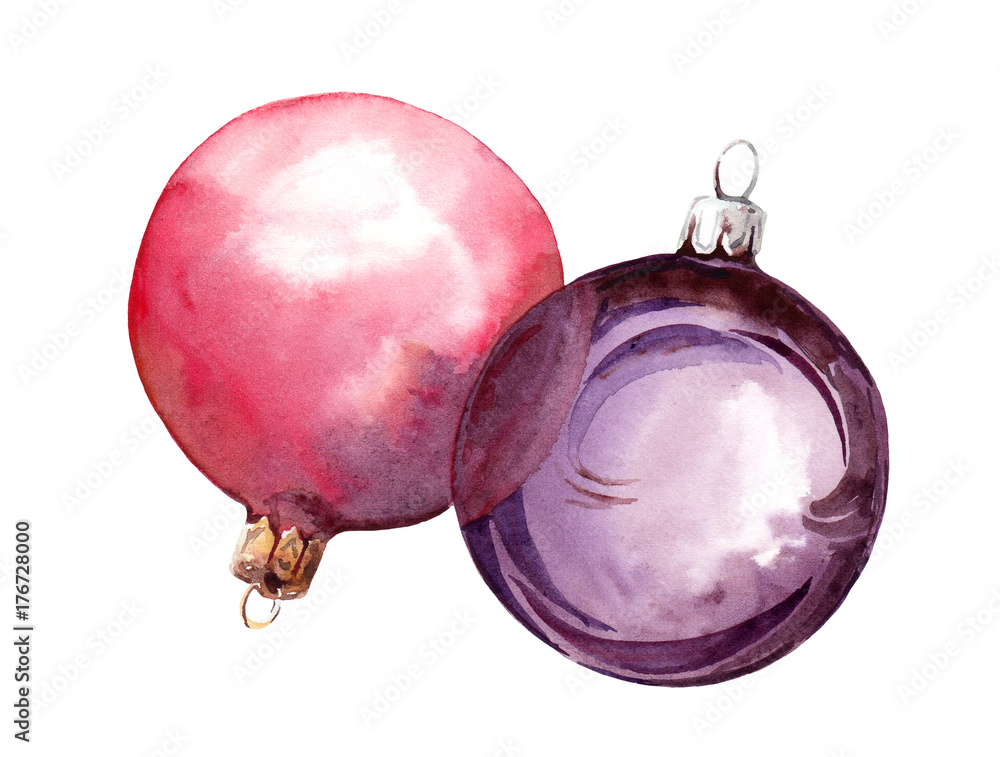 Fototapeta premium Christmas baubles. Watercolor