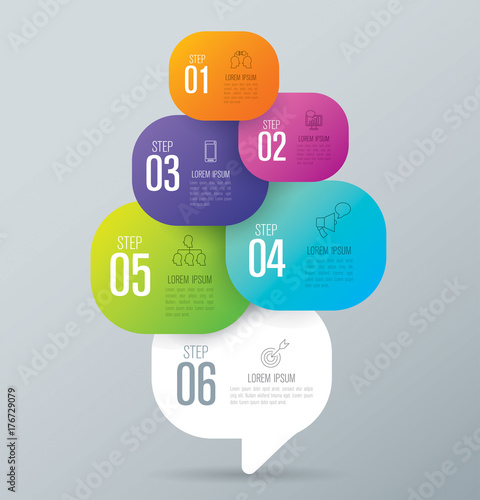 Infographics design vector and business icons with 6 options.