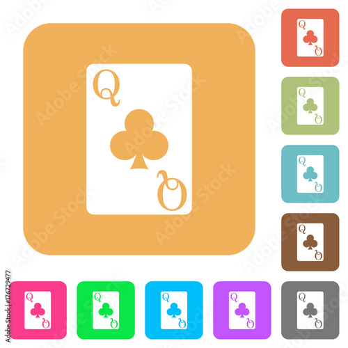 Queen of clubs card rounded square flat icons