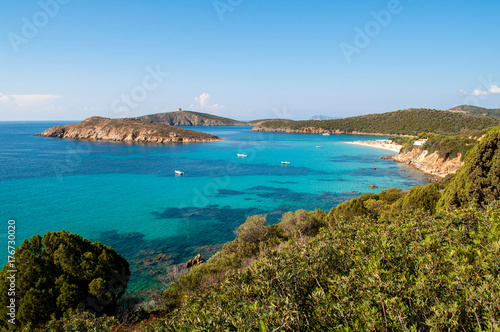 Turquoise sea in the beautiful bay of the island of Sardinia