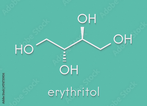 Erythritol non-caloric sweetener molecule. Skeletal formula. photo